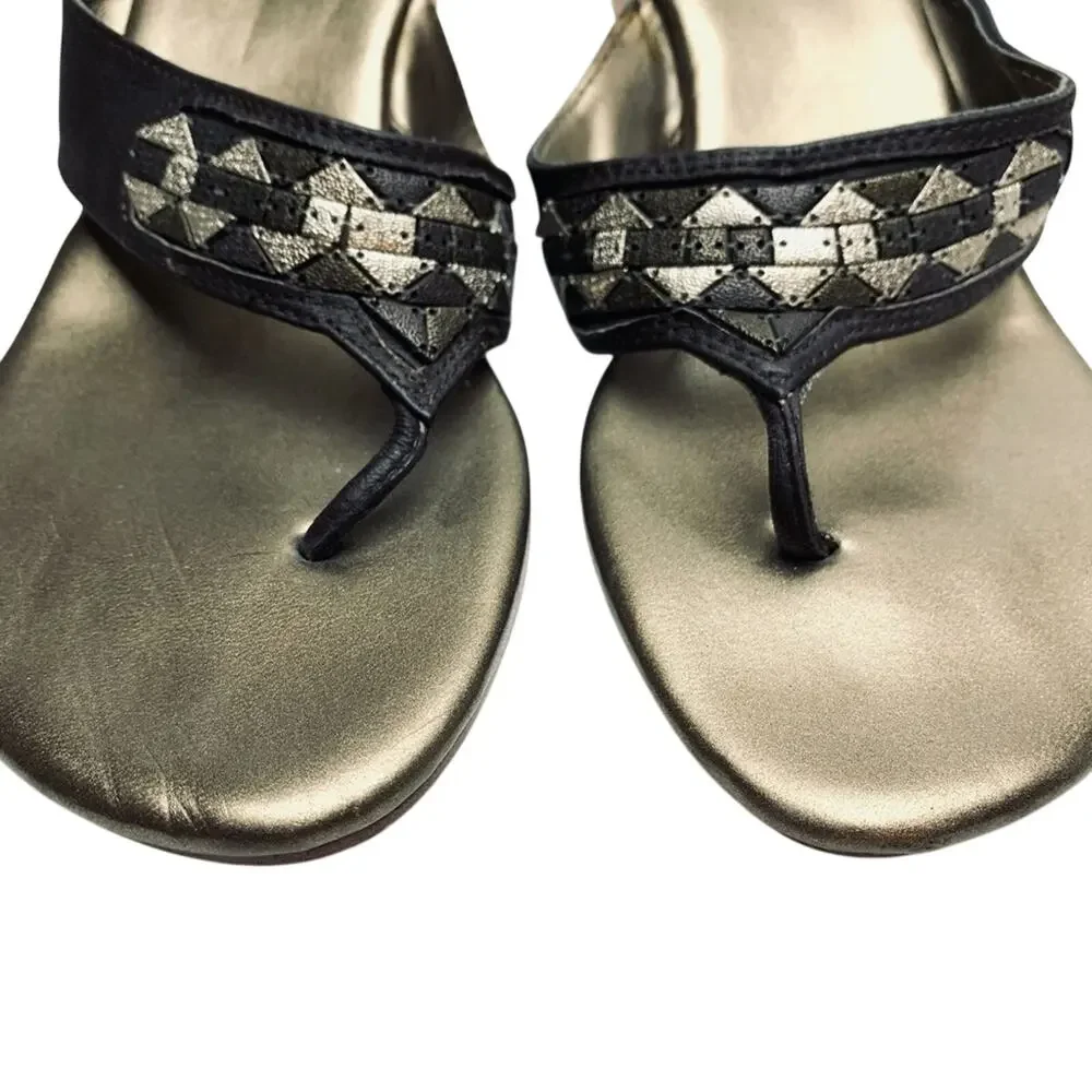 CHICO'S Cork Wedge Leather Sandals Shoes Heels  8